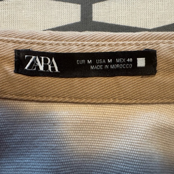 Zara Beige Utility Jacket with Dark Brown Contrast Collar - Picture 5 of 10